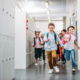 Young school aged kids running through the halls because someone has lice!