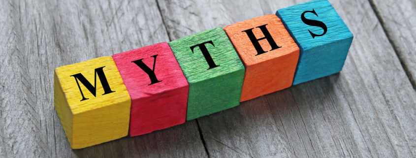 M Y T H S on colored blocks